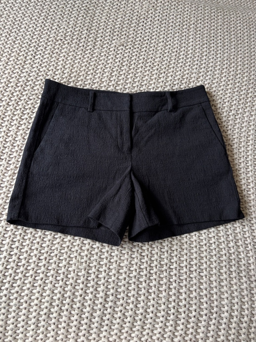 Ann Taylor Black High-Waist Tailored Shorts